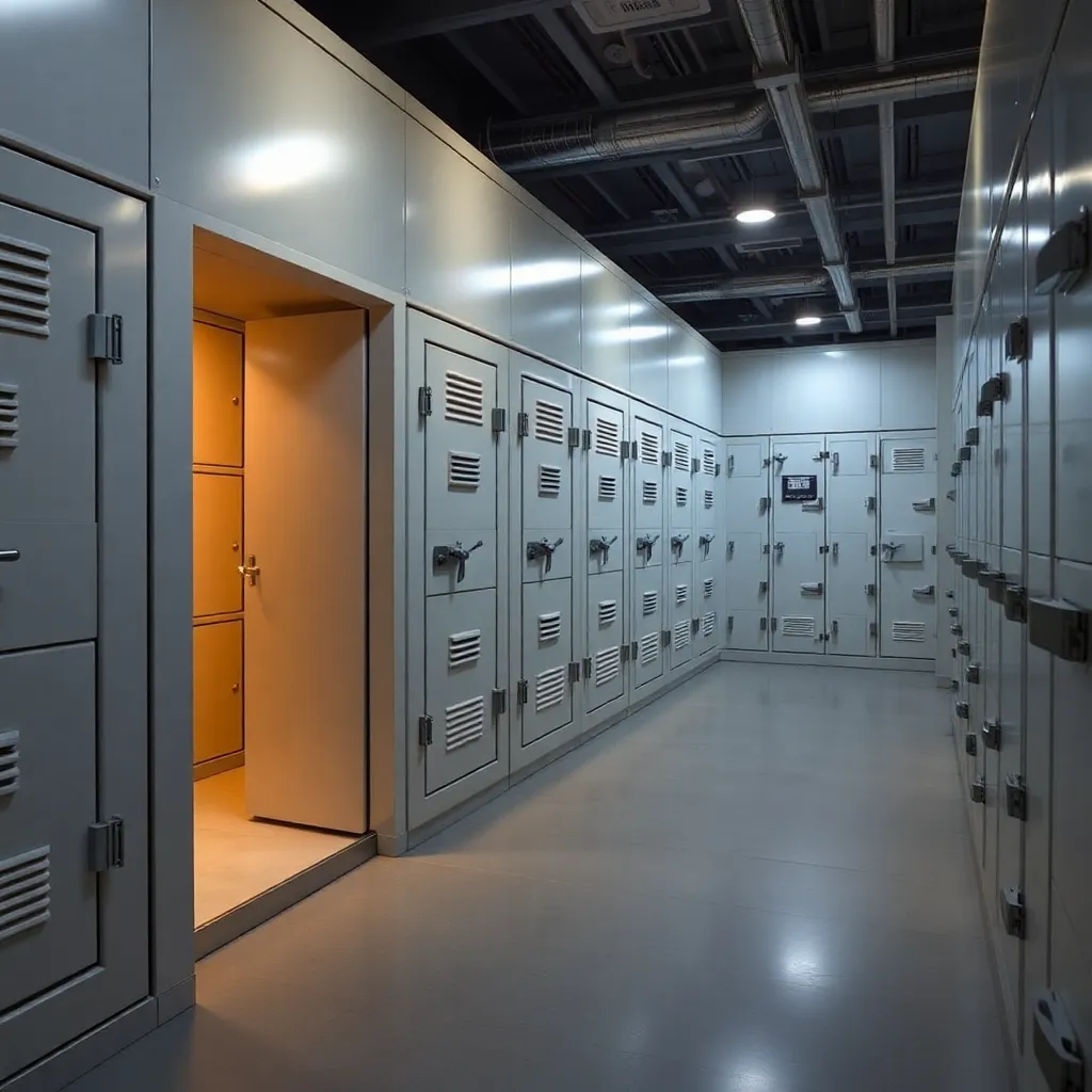 Private vault room with individual safety deposit boxes
