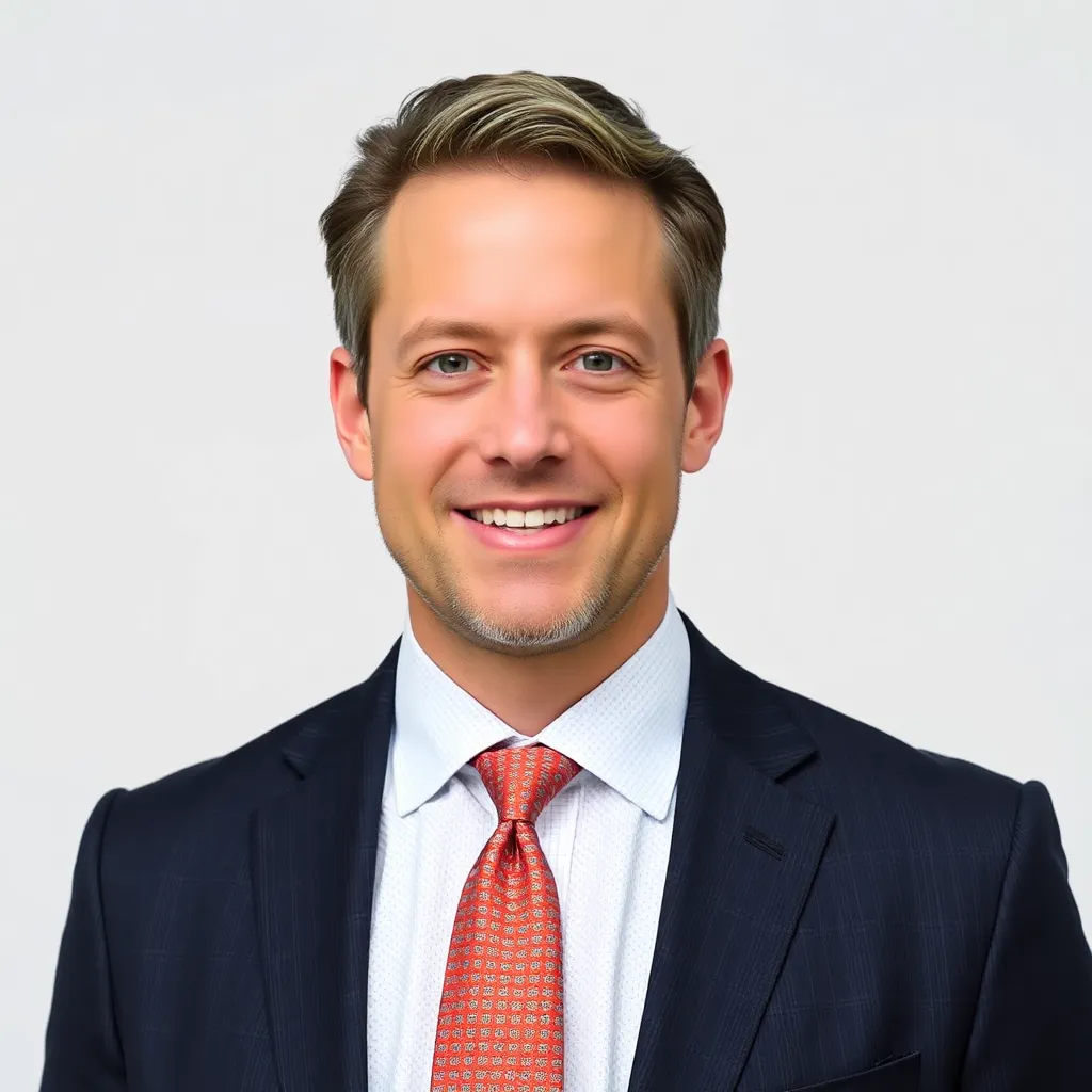Portrait of James Wilson, investment banker in formal suit